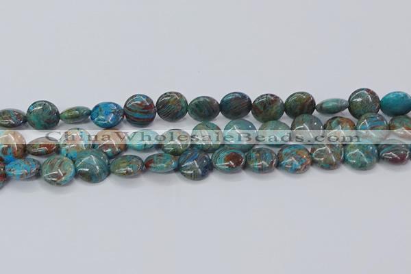 CAG9515 15.5 inches 14mm flat round blue crazy lace agate beads