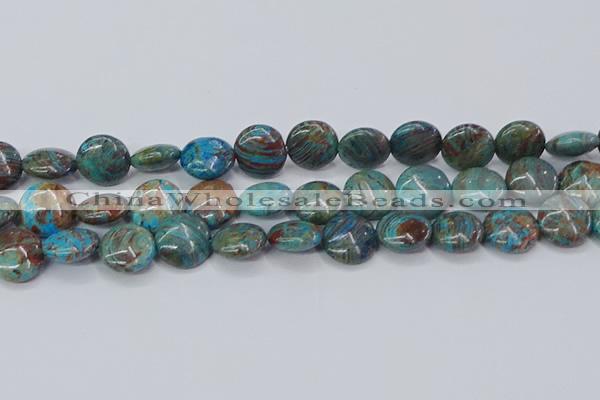 CAG9516 15.5 inches 16mm flat round blue crazy lace agate beads