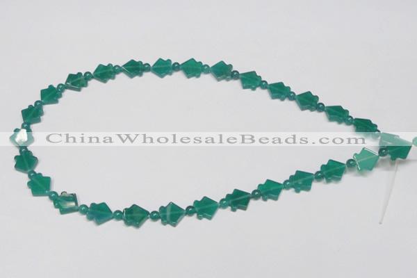 CAG963 15.5 inches 10*10mm fish green agate gemstone beads wholesale