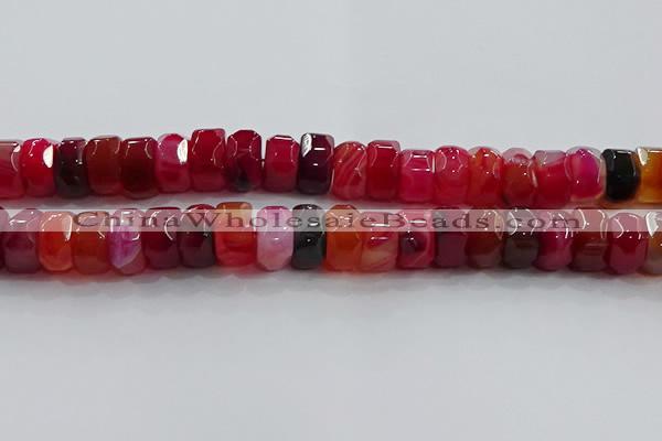 CAG9780 15.5 inches 8*16mm faceted rondelle agate gemstone beads