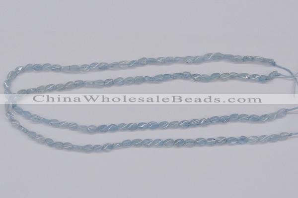 CAQ147 15.5 inches 5*7mm twisted oval natural aquamarine beads