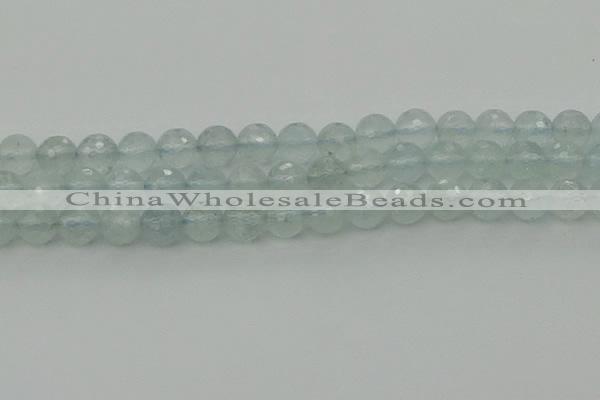 CAQ821 15.5 inches 8mm faceted round aquamarine beads wholesale