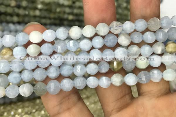 CAQ825 15.5 inches 6mm faceted round natural aquamarine beads