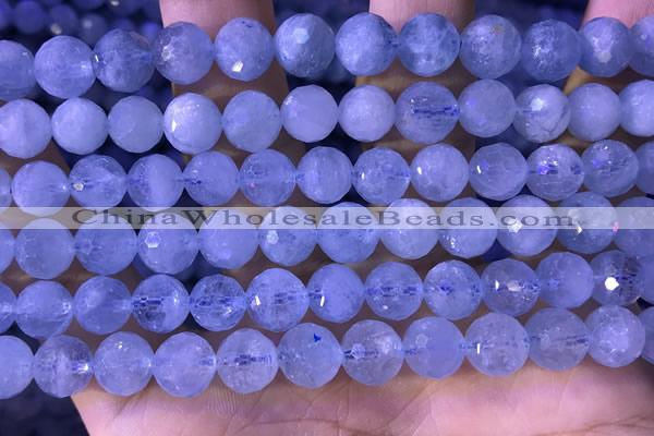 CAQ887 15.5 inches 8mm faceted round natural aquamarine beads