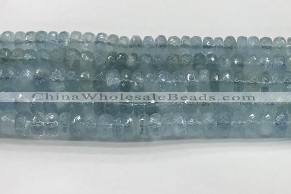 CAQ893 15.5 inches 5*9mm - 5*10mm faceted rondelle aquamarine beads