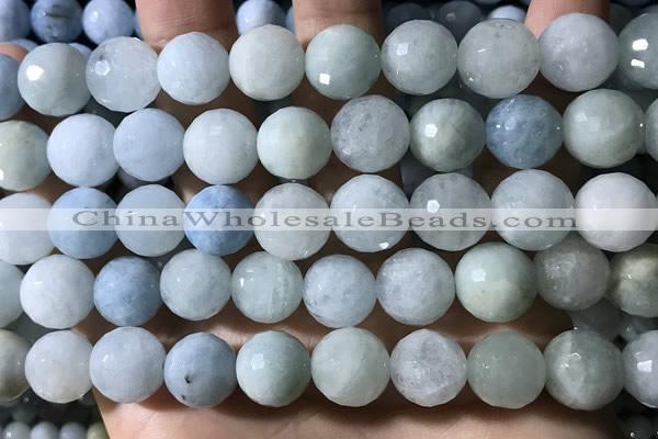 CAQ904 15.5 inches 12mm faceted round aquamarine beads