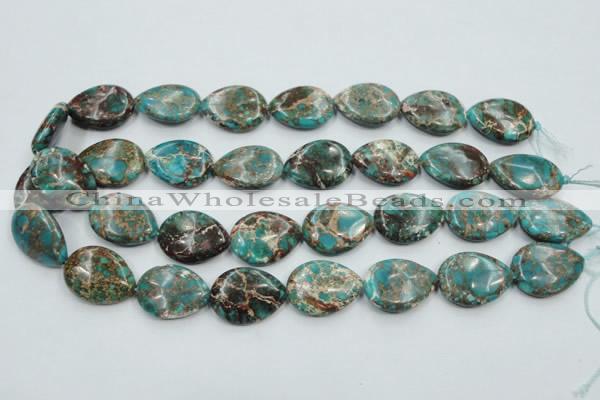 CAT12 15.5 inches 18*25mm flat teardrop natural aqua terra jasper beads