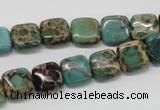 CAT5018 15.5 inches 10*10mm square natural aqua terra jasper beads