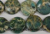 CAT5031 15.5 inches 20mm flat round natural aqua terra jasper beads