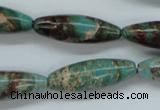 CAT80 15.5 inches 10*30mm rice dyed natural aqua terra jasper beads