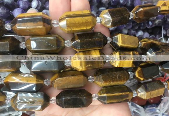 CBBS26 15 inches 11*25mm - 14*28mm hexahedral prism yellow tiger eye beads