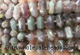 CBBS32 15 inches 12*25mm - 14*28mm hexahedral prism rose quartz beads