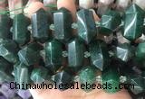 CBBS34 15 inches 12*25mm - 14*28mm hexahedral prism green jasper beads