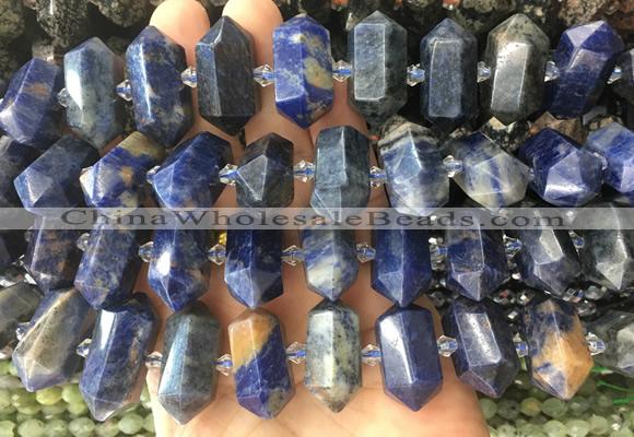 CBBS35 15 inches 12*25mm - 14*28mm hexahedral prism sodalite beads