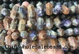 CBBS36 15 inches 12*25mm - 14*28mm hexahedral prism charoite beads