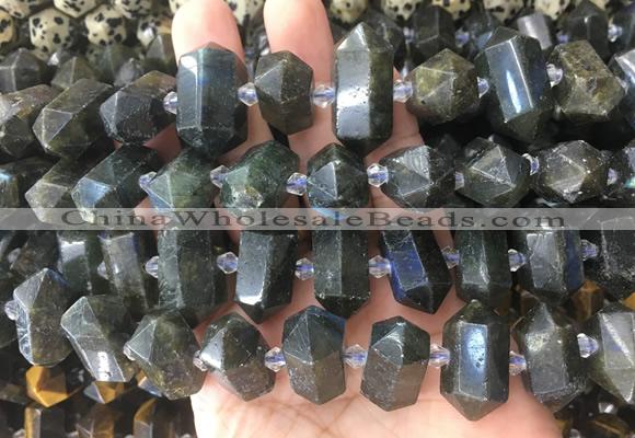 CBBS38 15 inches 12*25mm - 14*28mm hexahedral prism labradorite beads