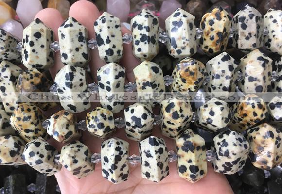 CBBS39 15 inches 12*25mm - 14*28mm hexahedral prism dalmatian jasper beads