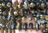 CBBS45 15 inches 12*25mm - 14*28mm hexahedral prism yellow tiger eye beads