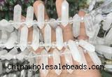 CBBS55 15 inches 8*30mm - 9*33mm hexahedral prism white crystal beads