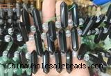 CBBS63 15 inches 8*30mm - 9*33mm hexahedral prism black agate beads