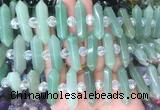 CBBS69 15 inches 8*30mm - 9*33mm hexahedral prism green aventurine beads