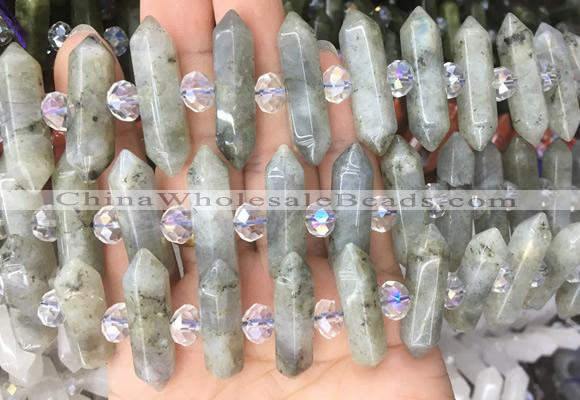 CBBS72 15 inches 8*30mm - 9*33mm hexahedral prism labradorite beads