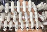 CBBS75 15 inches 8*30mm - 9*33mm hexahedral prism white howlite beads