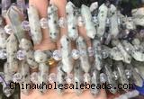 CBBS81 15 inches 8*30mm - 9*33mm hexahedral prism kiwi jasper beads