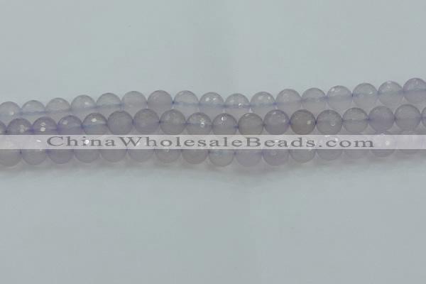 CBC437 15.5 inches 10mm faceted round purple chalcedony beads