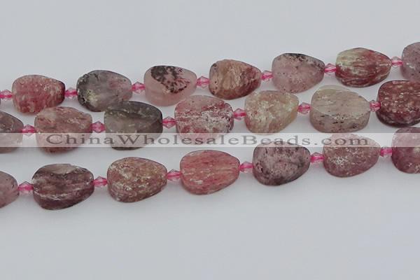 CBQ672 15.5 inches 15*20mm flat teardrop matte strawberry quartz beads