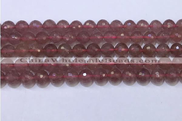 CBQ702 15.5 inches 8mmm faceted round strawberry quartz beads