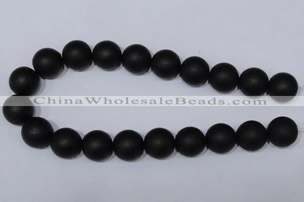 CBS07 15.5 inches 16mm round black stone beads wholesale