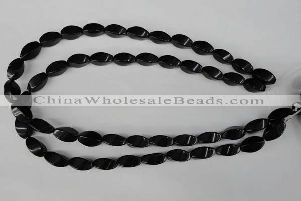 CBS214 15.5 inches 8*16mm twisted rice blackstone beads wholesale