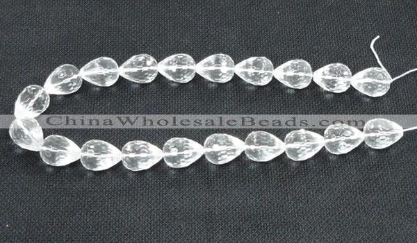 CCC274 8*12mm faceted teardrop grade A natural white crystal beads