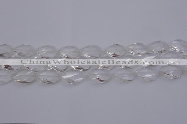 CCC520 15.5 inches 15*20mm twisted & faceted oval white crystal beads