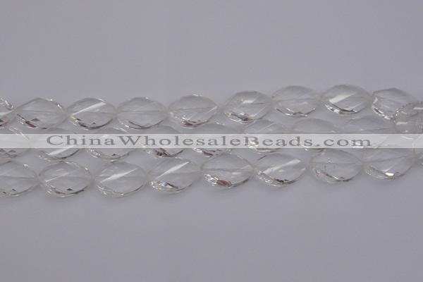 CCC525 15.5 inches 15*20mm twisted & faceted teardrop white crystal beads