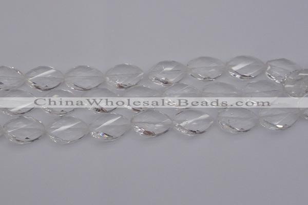 CCC526 15.5 inches 18*25mm twisted & faceted teardrop white crystal beads