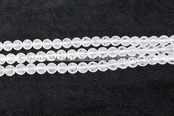 CCC608 15.5 inches 10mm faceted round matte natural white crystal beads