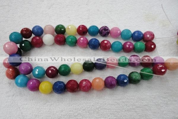 CCN1006 15.5 inches 14mm faceted round multi colored candy jade beads