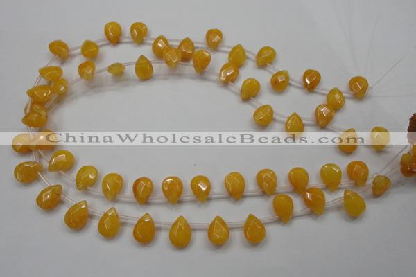 CCN1582 15.5 inches 10*14mm briolette candy jade beads wholesale