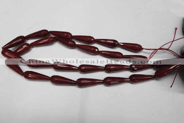 CCN2167 15.5 inches 10*30mm faceted teardrop candy jade beads