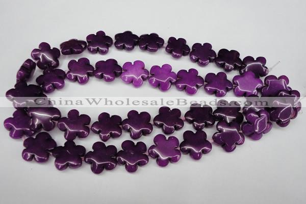 CCN2345 15.5 inches 20mm carved flower candy jade beads wholesale