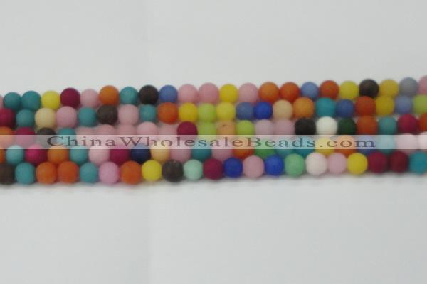 CCN2553 15.5 inches 8mm round mixed color matte candy jade beads