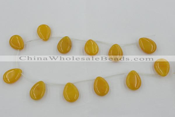 CCN2704 Top-drilled 18*25mm flat teardrop candy jade beads