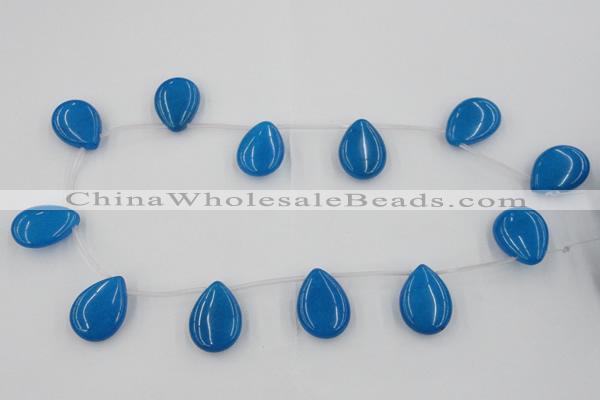 CCN2710 Top-drilled 18*25mm flat teardrop candy jade beads