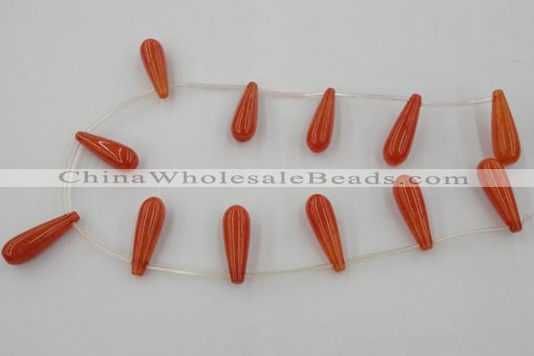 CCN2733 Top-drilled 10*30mm teardrop candy jade beads wholesale