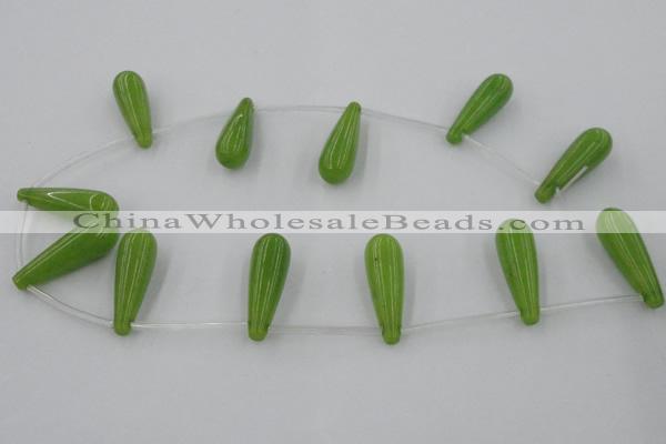 CCN2736 Top-drilled 10*30mm teardrop candy jade beads wholesale