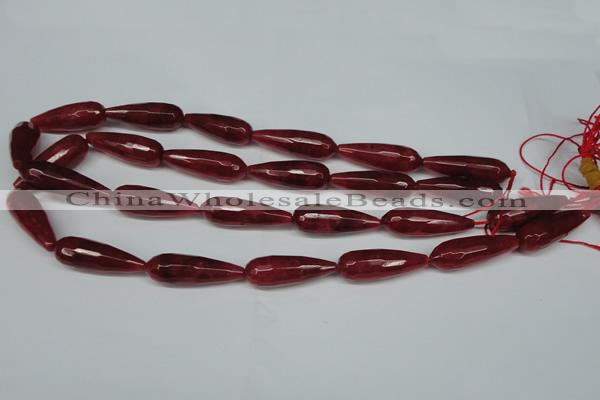 CCN2884 15.5 inches 10*30mm faceted teardrop candy jade beads