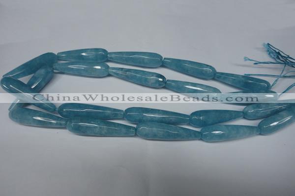 CCN2893 15.5 inches 10*40mm faceted teardrop candy jade beads