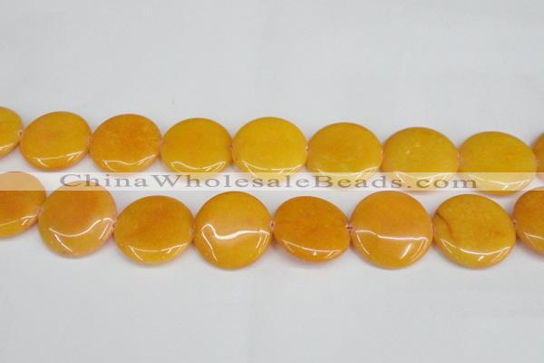 CCN3840 15.5 inches 30mm flat round candy jade beads wholesale